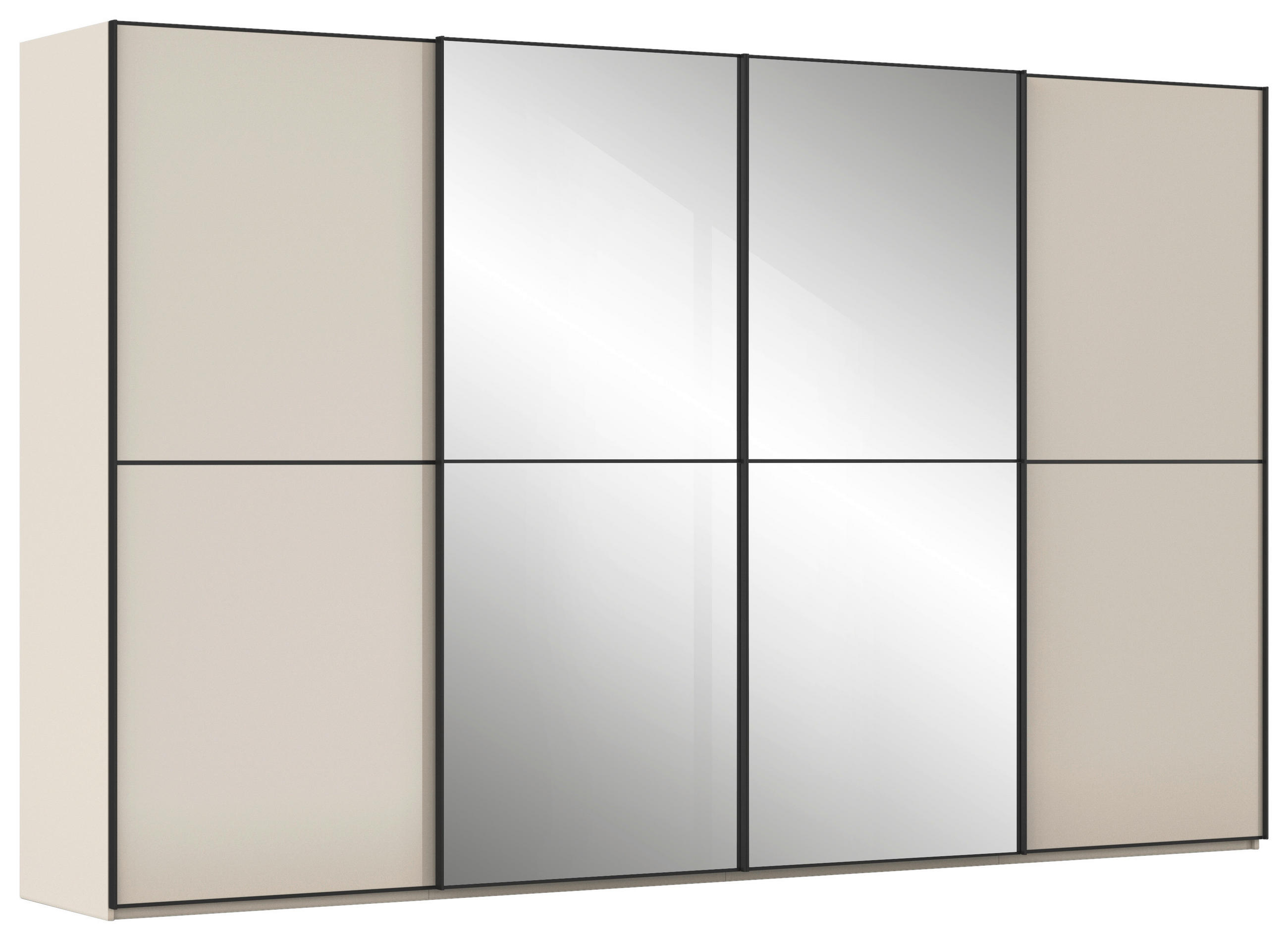 SCHWEBETÜRENSCHRANK 320/236/68 cm,  in Champagner, Schwarz, 4 Tür(en)  - Champagner/Schwarz, Design, Glas/Holzwerkstoff (320/236/68cm) - Novel