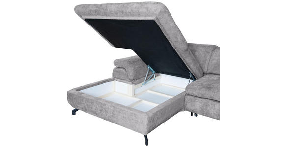 WOHNLANDSCHAFT  in Struktur Hellgrau  - Hellgrau/Schwarz, KONVENTIONELL, Textil/Metall (188/357/253cm) - Carryhome