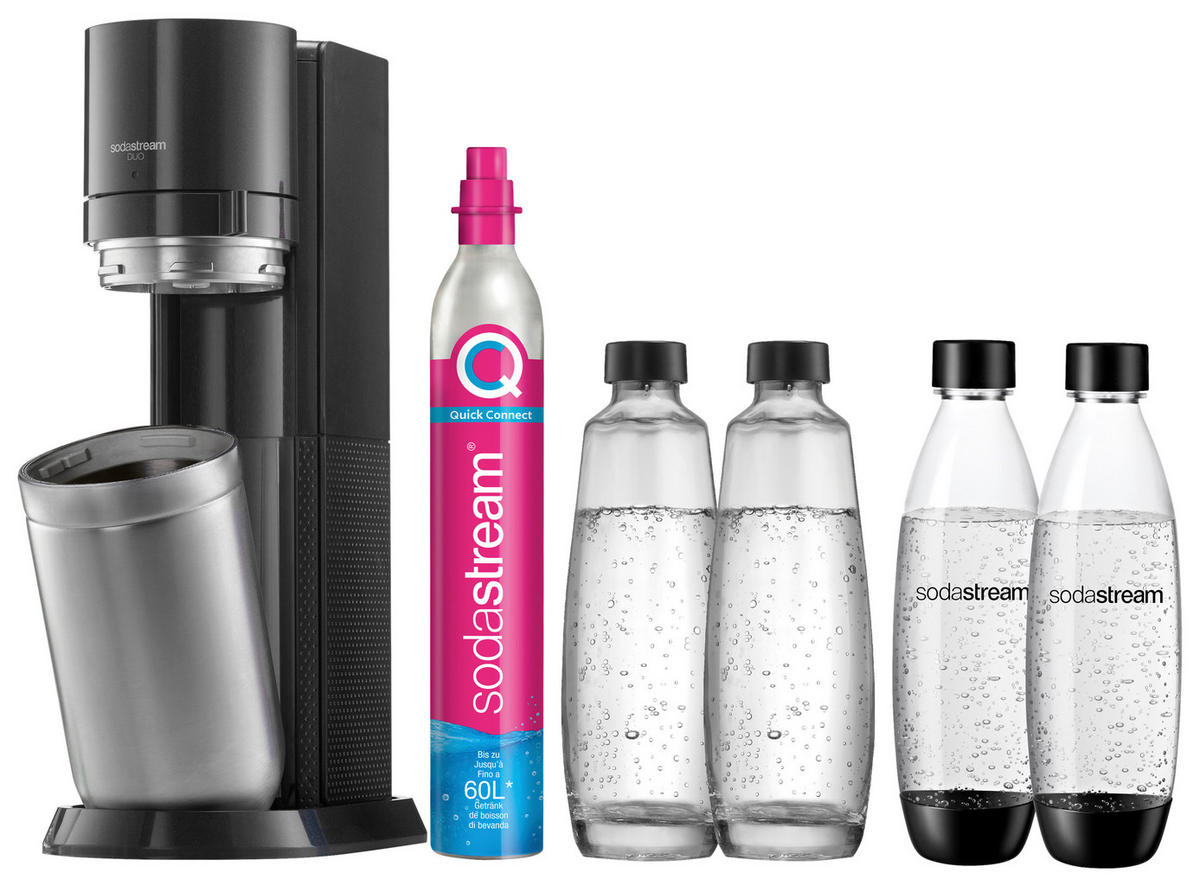 WASSERSPRUDLER Duo Black Megapack XL  - Schwarz, Basics, Glas/Kunststoff (16/44/28cm) - SodaStream