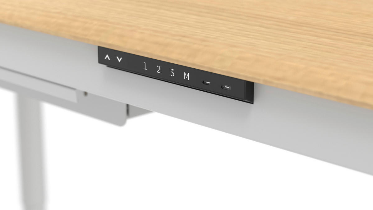 SCHREIBTISCH 160/76/72/117 cm Weiß, Nussbaumfarben elektrisch höhenverstellbar  - Nussbaumfarben/Weiß, Design, Holzwerkstoff/Kunststoff (160/76/72/117cm) - Novel
