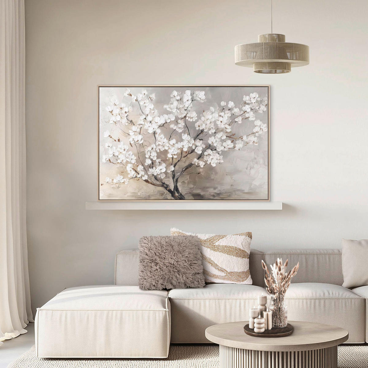 LEINWANDBILD Bäume, Blumen Weiß  - Weiß, KONVENTIONELL, Holzwerkstoff (100/78cm) - Reinders!