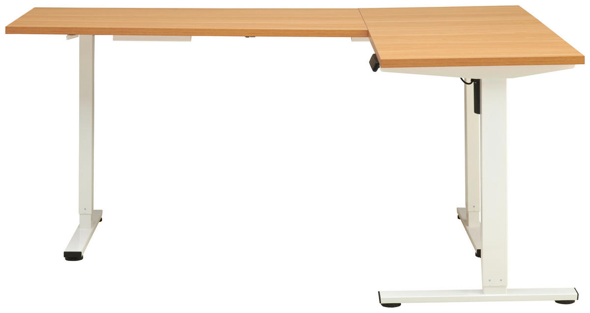 ECKSCHREIBTISCH höhenverstellbar  - Eichefarben/Weiß, MODERN, Holzwerkstoff/Metall (180/120/74,5-119cm) - MID.YOU