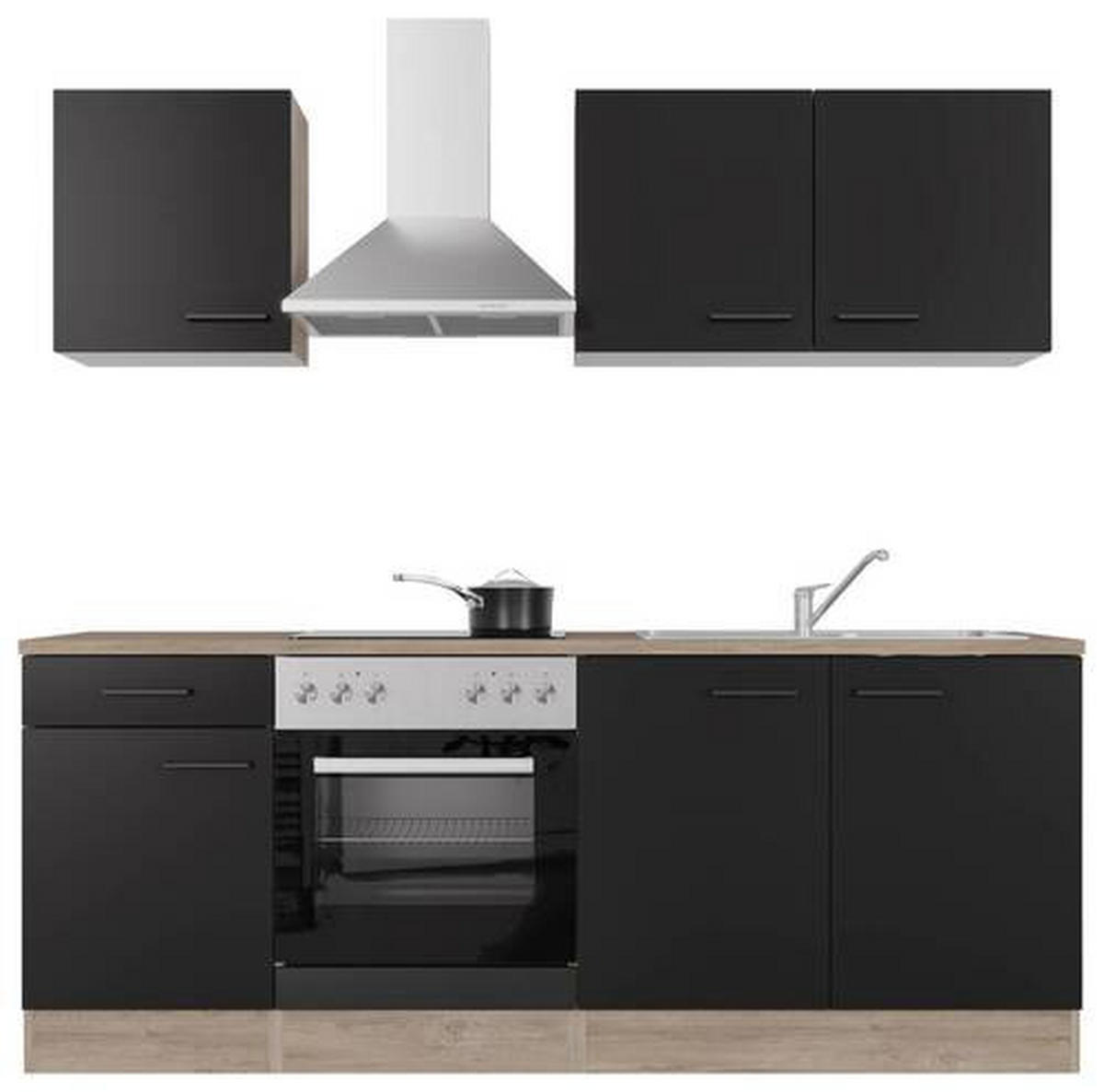 KUCHYNSKÁ LINKA CAPRI 210 - čierna/biela, Modern, kov/kompozitné drevo (210cm) - FlexWell