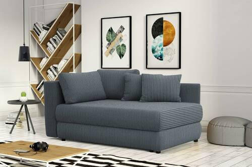 RÉCAMIERE Grau Cord  - Schwarz/Grau, Design, Kunststoff/Textil (171/71-88/93cm) - Cantus