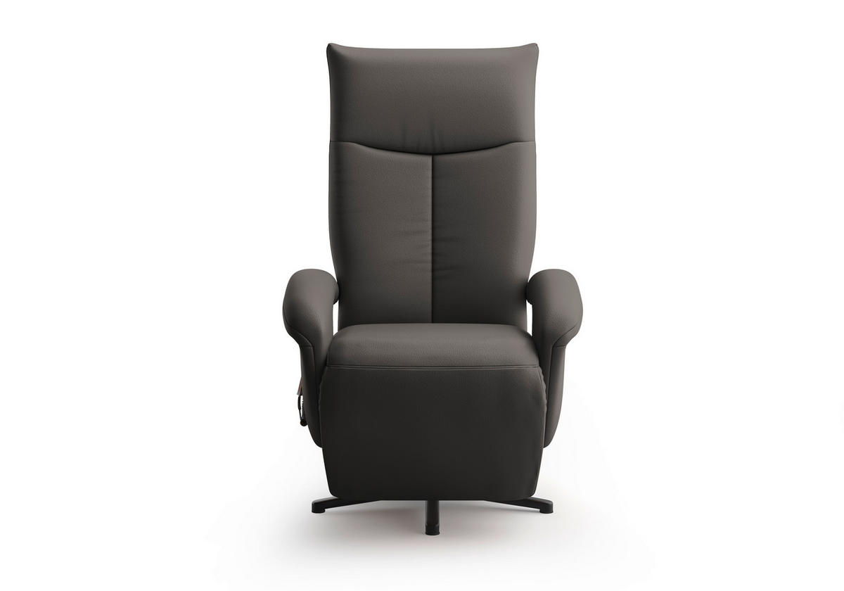 SESSEL in Echtleder Anthrazit  - Anthrazit/Schwarz, Konventionell, Leder/Metall (74/112/82cm) - Sit & More