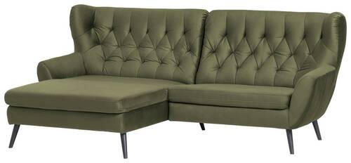 ECKSOFA in Mikrofaser Olivgrün  - Schwarz/Olivgrün, Design, Holz/Textil (165/237cm) - Stylife