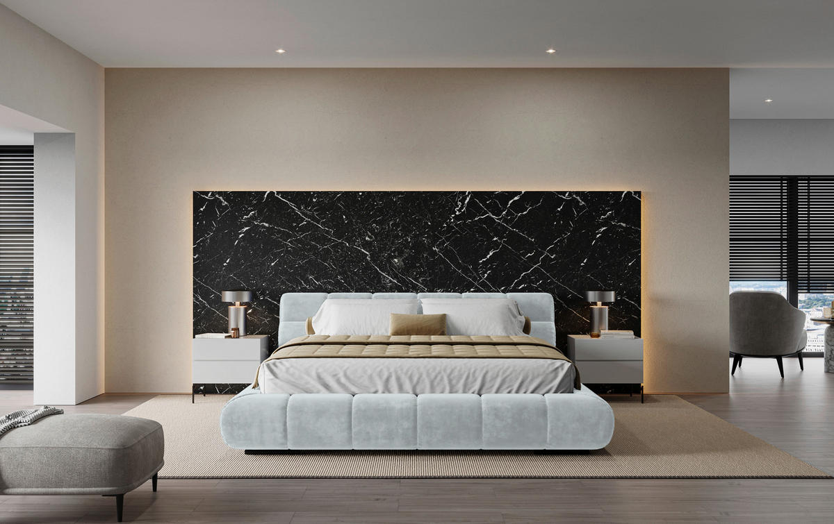 POLSTERBETT 160/200 cm,  in Hellgrau,  - Hellgrau/Schwarz, Design, Textil/Metall (160/200cm) - Belluti