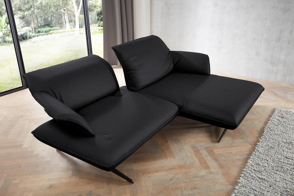 ECKSOFA in Echtleder Schwarz  252/169 cm  - Beige/Schwarz, Design, Leder/Metall (252/169cm) - Koinor