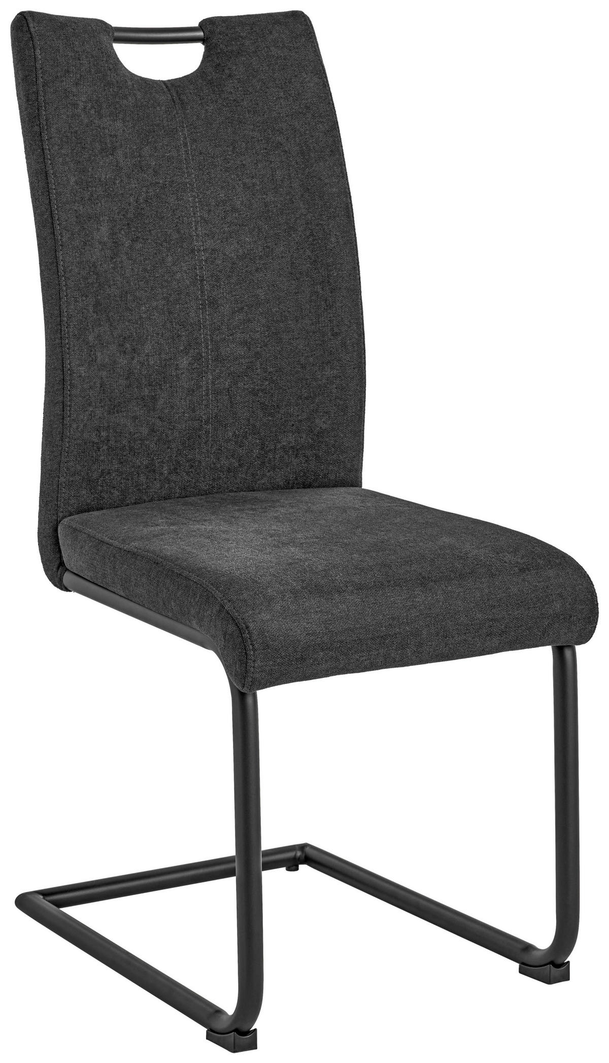 SCHWINGSTUHL  in Eisen Webstoff  - Anthrazit/Schwarz, Basics, Holz/Textil (44/99/63cm) - MID.YOU