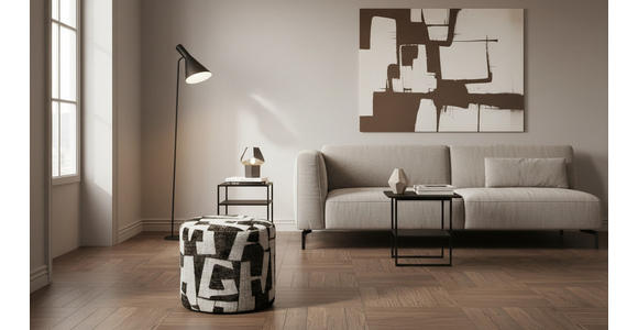 HOCKER Jacquard Weiß, Dunkelgrau  - Dunkelgrau/Weiß, LIFESTYLE, Textil (45/40/45cm) - Xora