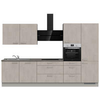 KÜCHENBLOCK 330 cm   in Grau, Schieferfarben  - Schieferfarben/Edelstahlfarben, MODERN, Holzwerkstoff/Metall (330cm) - Nobilia