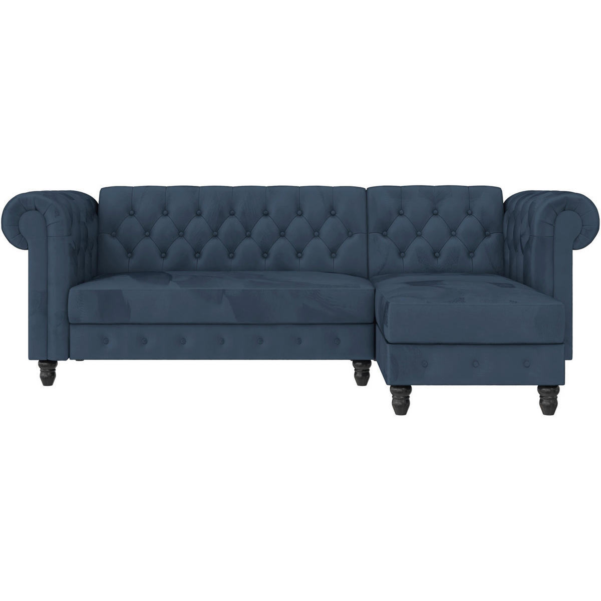 ECKSOFA FIRENZE in Velours Blau  - Blau/Schwarz, Basics, Holz/Textil (241/154cm) - Livetastic