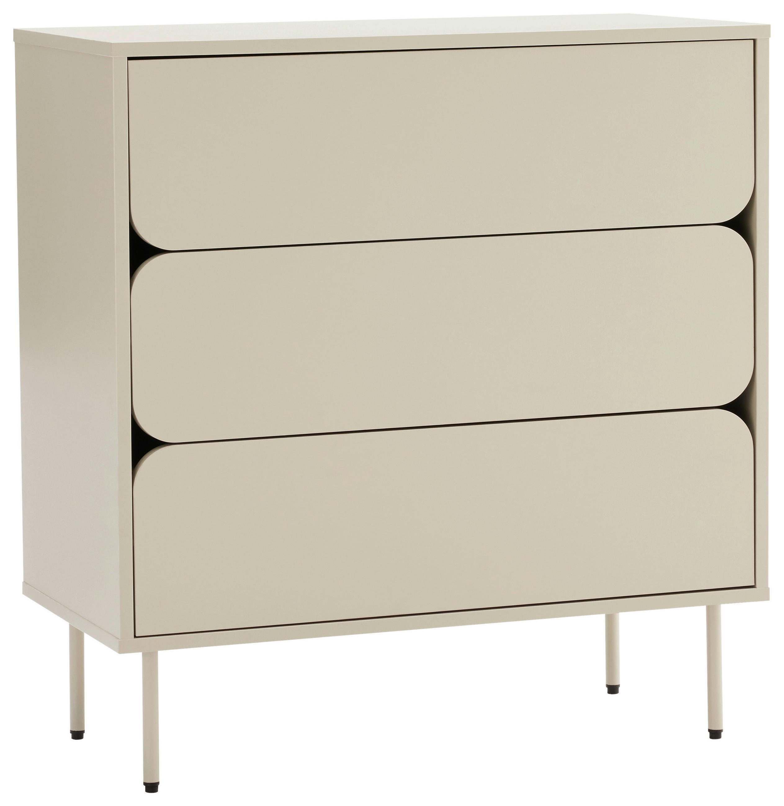 KOMMODE , 80/85/40 cm, 3 Schublade(n)  - Seidengrau/Hellgrau, Design, Holzwerkstoff/Metall (80/85/40cm) - Xora