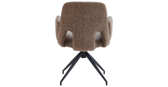 ARMLEHNSTUHL  Sitzfläche 360° drehbar, automatische Rückholfunktion Leinenoptik Echtleder  - Schwarz/Braun, Design, Leder/Textil (60/85/62cm) - Dieter Knoll