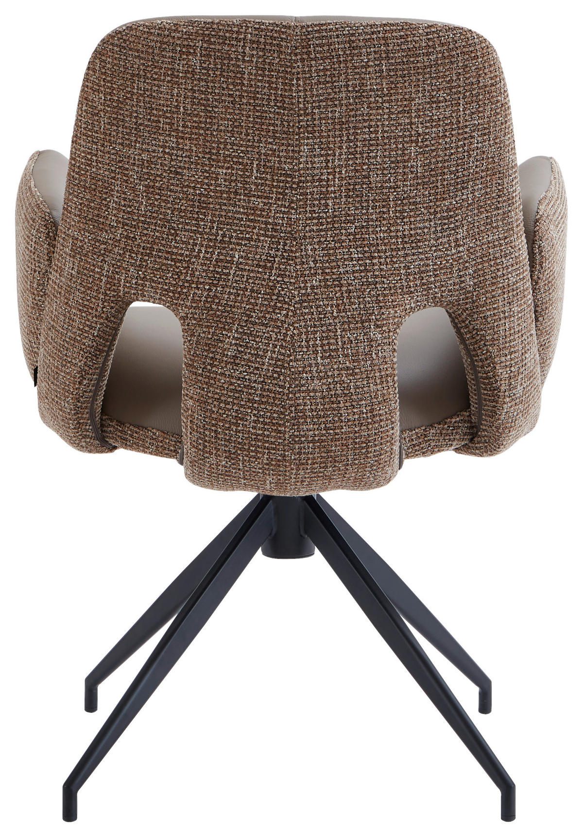 ARMLEHNSTUHL  Sitzfläche 360° drehbar, automatische Rückholfunktion Leinenoptik Echtleder  - Schwarz/Braun, Design, Leder/Textil (60/85/62cm) - Dieter Knoll