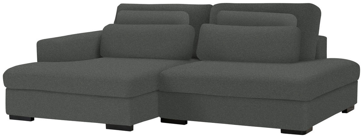 ECKSOFA in Chenille Anthrazit  - Anthrazit/Schwarz, Design, Kunststoff/Textil (158/223cm) - Lomoco