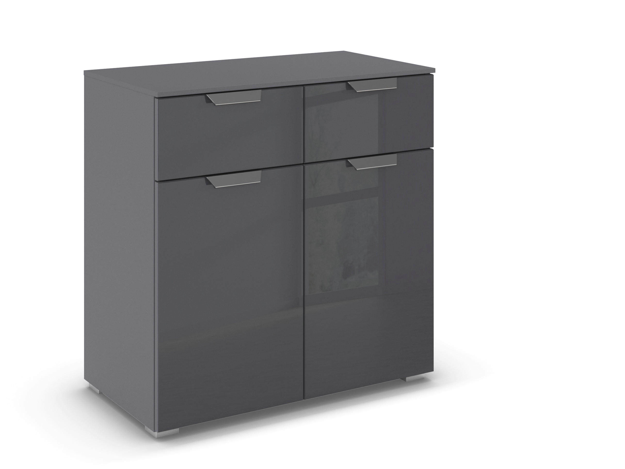 KOMMODE  in 80/81/42 cm  - Chromfarben/Dunkelgrau, Design, Glas/Holzwerkstoff (80/81/42cm) - Carryhome