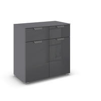 KOMMODE  in 80/81/42 cm  - Chromfarben/Dunkelgrau, Design, Glas/Holzwerkstoff (80/81/42cm) - Carryhome