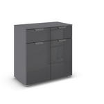 KOMMODE  in 80/81/42 cm  - Chromfarben/Dunkelgrau, Design, Glas/Holzwerkstoff (80/81/42cm) - Xora