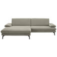 ECKSOFA  in Chenille, Flachgewebe Greige  180/284 cm  - Greige/Schwarz, Design, Textil/Metall (180/284cm) - Dieter Knoll