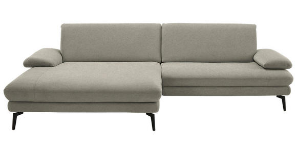 ECKSOFA  in Chenille, Flachgewebe Greige  180/284 cm  - Greige/Schwarz, Design, Textil/Metall (180/284cm) - Dieter Knoll
