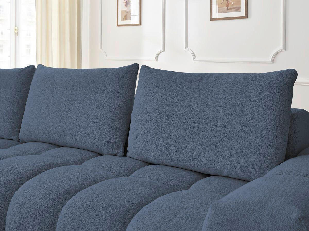 ECKSOFA Ottomane links  EVEREST Dunkelblau Flachgewebe  - Schwarz/Dunkelblau, MODERN, Kunststoff/Textil (210/352cm) - Livetastic