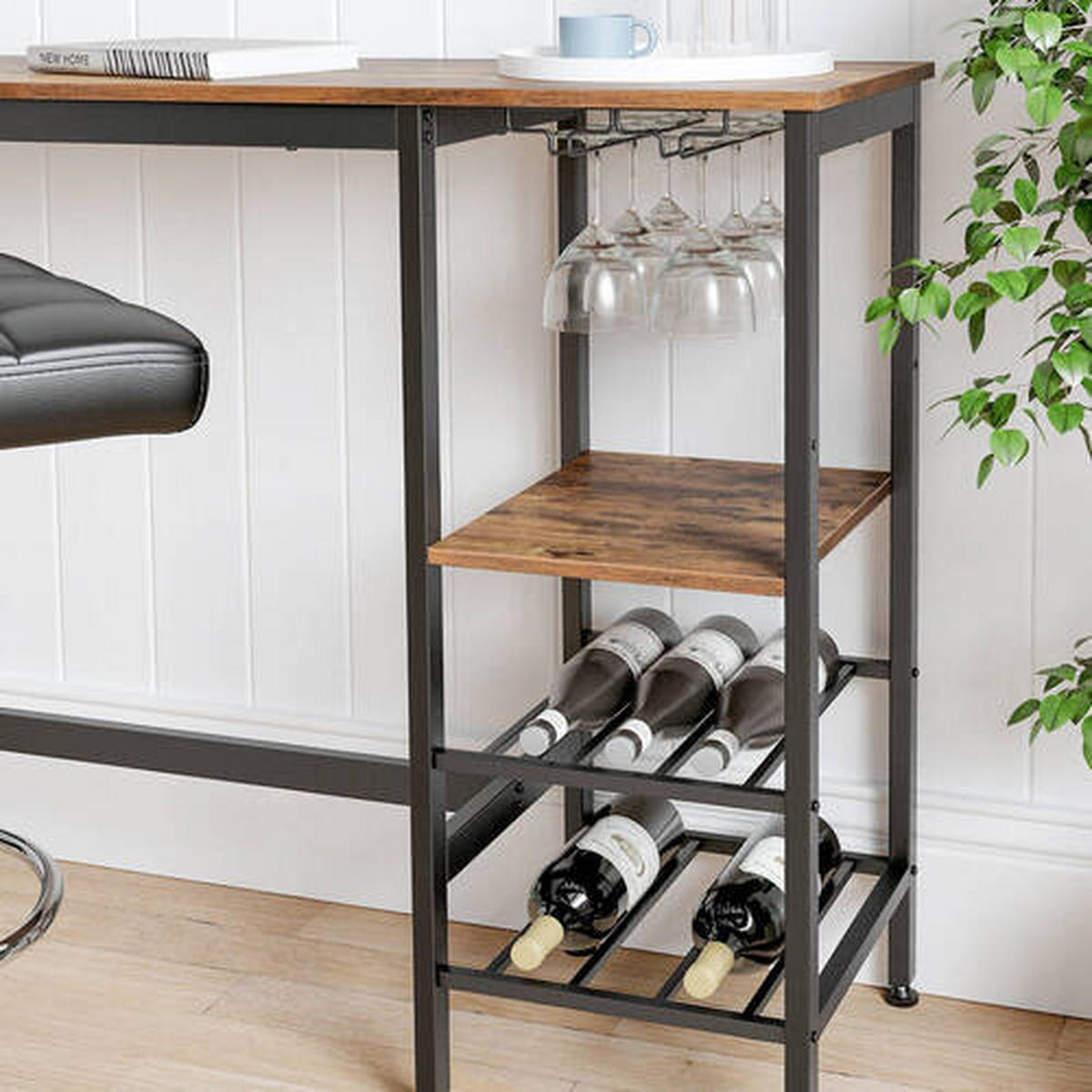 BARTISCH teilmassiv Schwarz, Dunkelbraun  - Dunkelbraun/Schwarz, Trend, Holzwerkstoff/Metall (110/40/90cm) - Boxxx