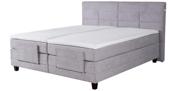 Boxspringbett mit Topper 180x200cm Hampton H2/H3 - Wengefarben/Grau, KONVENTIONELL, Textil (180/200cm) - Luca Bessoni