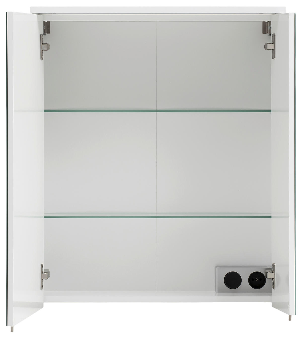 OMARA Z OGLEDALOM 60,4/72,3/23,7 cm  - barve nerjavečega jekla/bela, Moderno, kovina/steklo (60,4/72,3/23,7cm) - MID.YOU