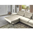 ECKSOFA  in Echtleder Ecru  176/334 cm  - Ecru/Schwarz, Design, Leder/Metall (176/334cm) - Dieter Knoll