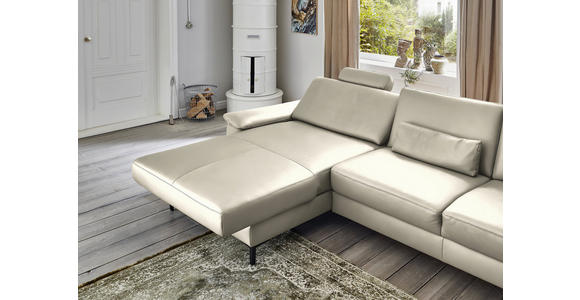 ECKSOFA  in Echtleder Ecru  176/334 cm  - Ecru/Schwarz, Design, Leder/Metall (176/334cm) - Dieter Knoll