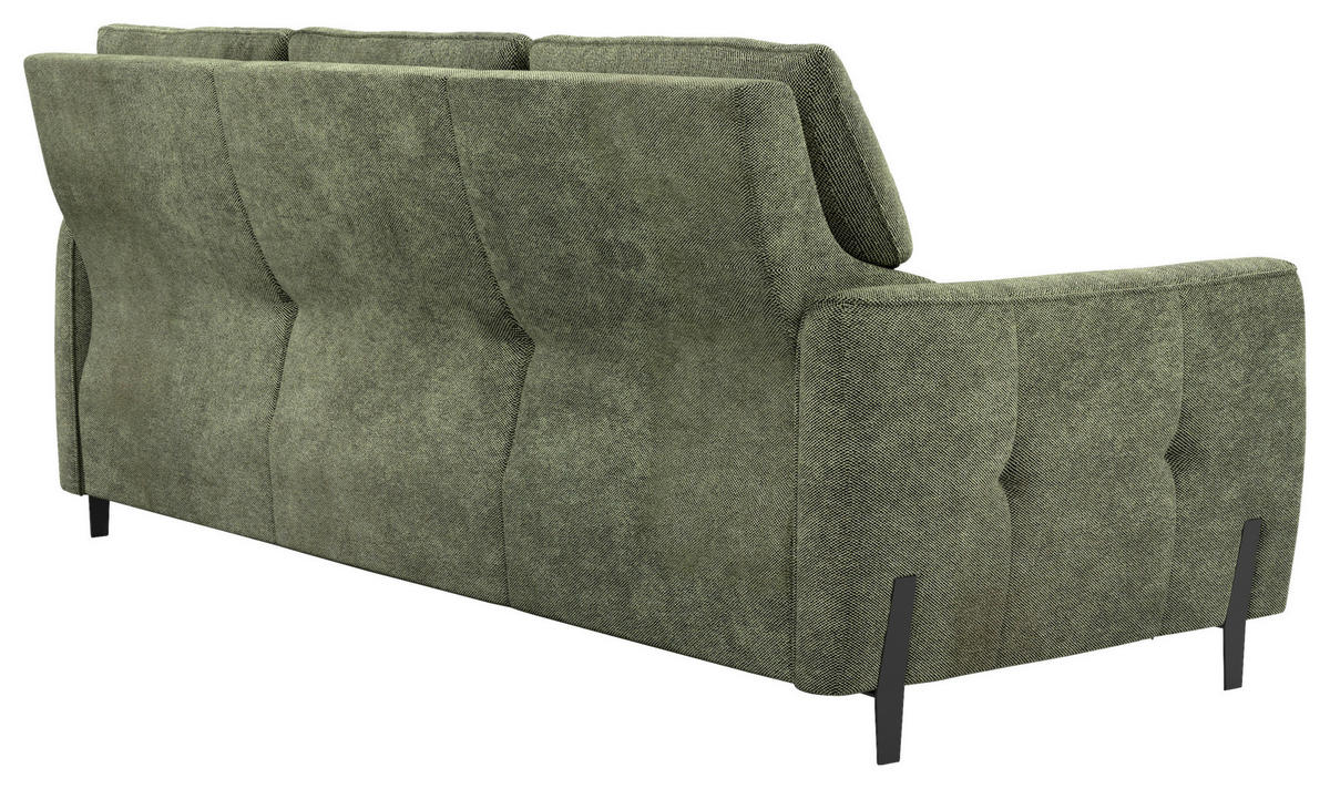 3-SITZER-SOFA Plüsch Dunkelgrün  - Dunkelgrün/Schwarz, Design, Textil/Metall (209/91/101cm) - Stylife