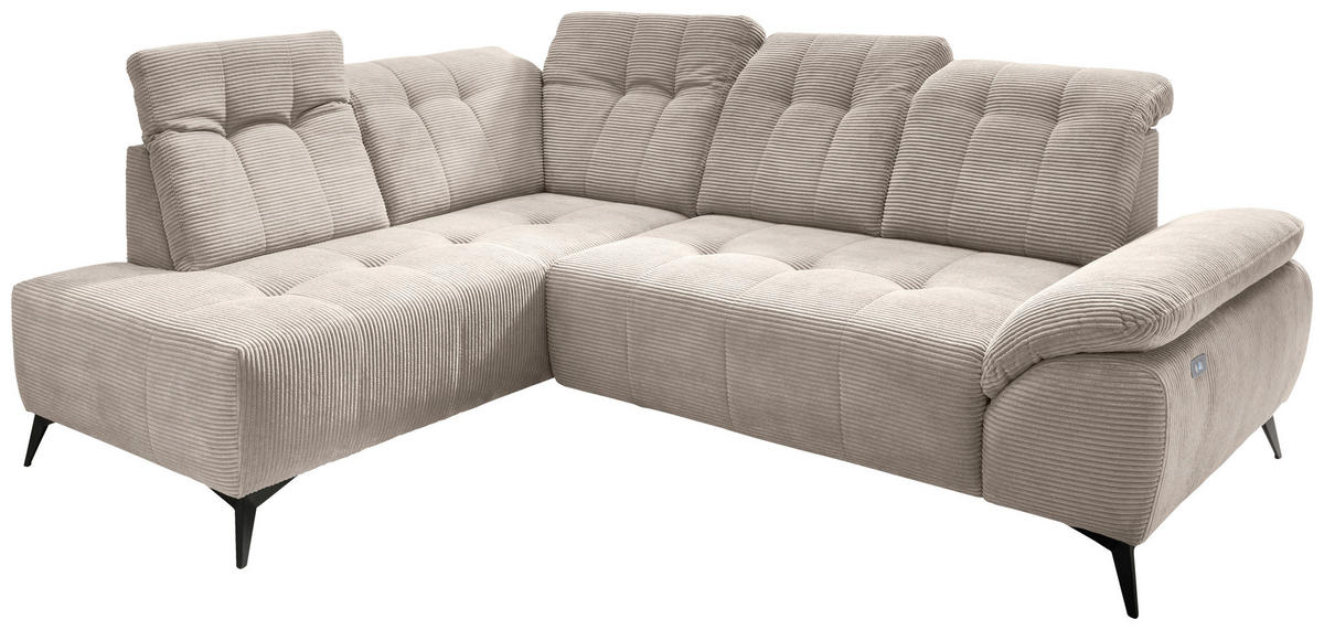 ECKSOFA in Cord Beige  - Beige/Schwarz, Modern, Textil/Metall (200/272cm) - Livetastic