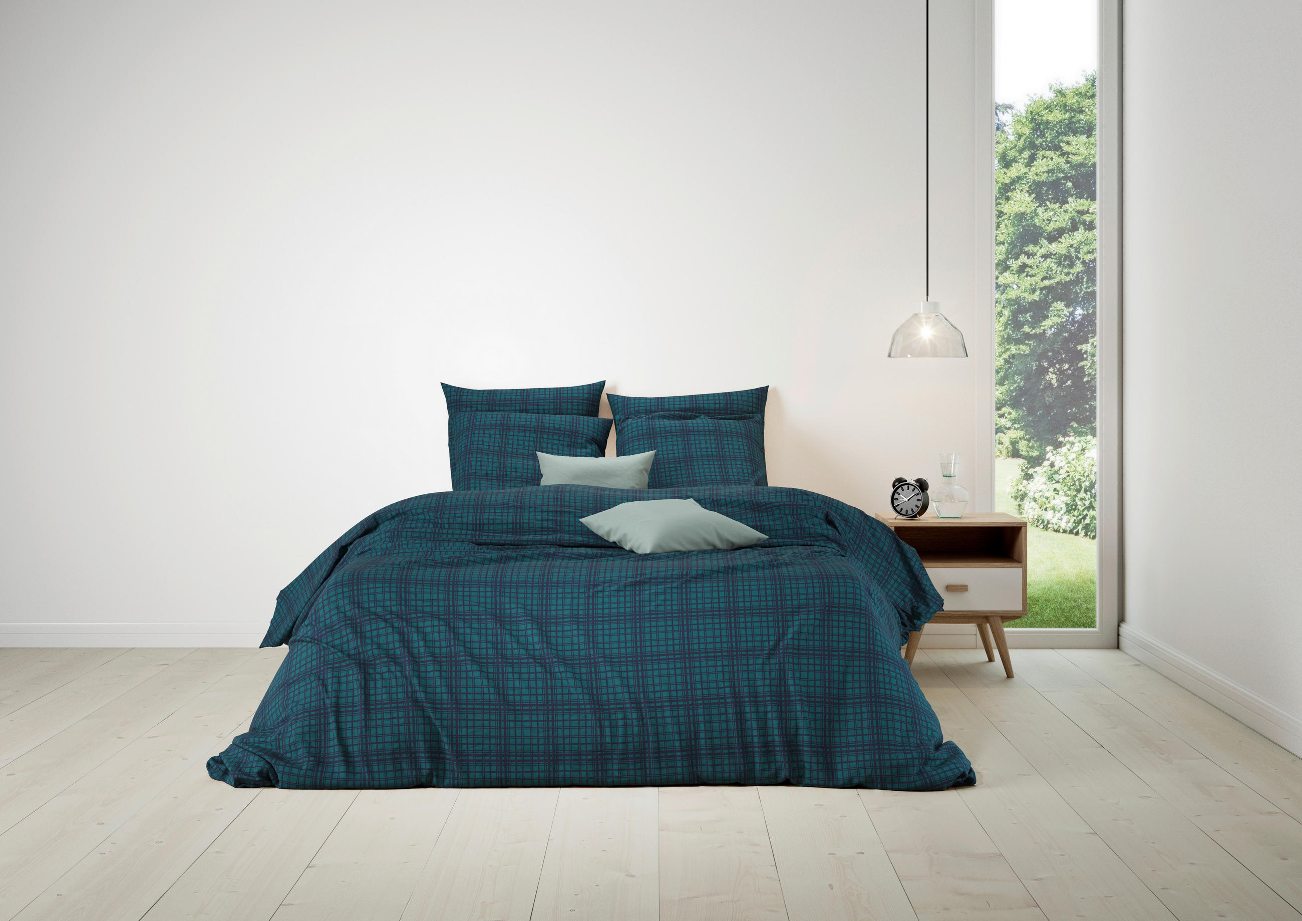 ÁGYNEMŰHUZAT-GARNITÚRA 220/200 cm  - fekete/sötétzöld, Basics, textil (220/200cm)