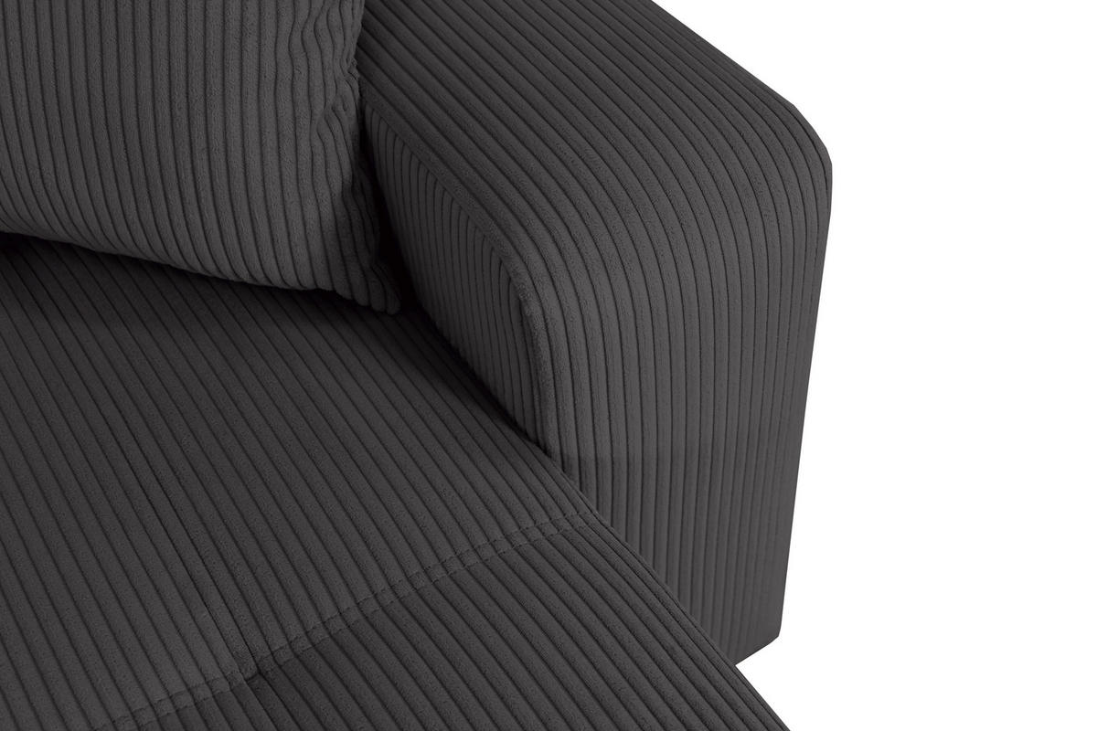 Wohnlandschaft inkl. Funktion Graphitfarben Cord  - Schwarz/Graphitfarben, KONVENTIONELL, Textil (146/317/146cm) - Xora