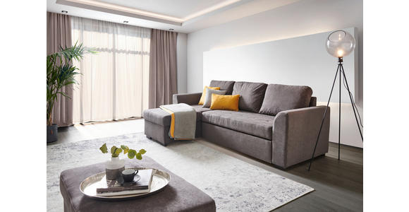 ECKSOFA  in Webstoff Dunkelgrau  155/243 cm  - Dunkelgrau/Schwarz, Design, Kunststoff/Textil (155/243cm) - Xora
