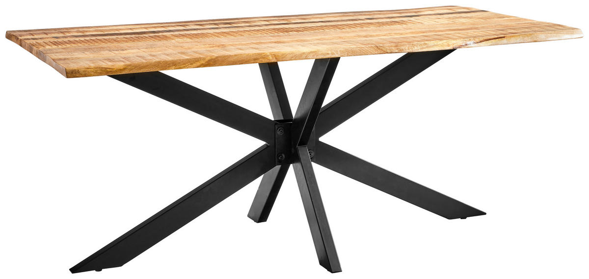 ESSTISCH Mangoholz Hartholz rechteckig Schwarz, Braun, Naturfarben  - Schwarz/Braun, Natur, Holz/Metall (180/90/76cm) - Carryhome