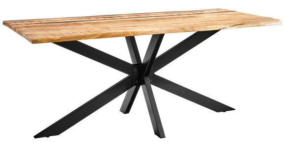 ESSTISCH Mangoholz Hartholz rechteckig Schwarz, Braun, Naturfarben - Schwarz/Braun, Natur, Holz/Metall (180/90/76cm) - Carryhome