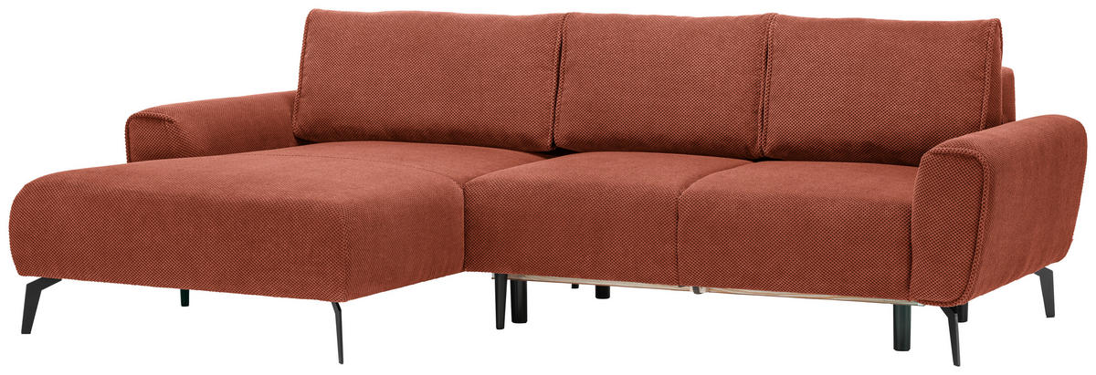 ECKSOFA in Webstoff Dunkelorange  - Dunkelorange/Schwarz, Design, Textil/Metall (170/272cm) - Welnova