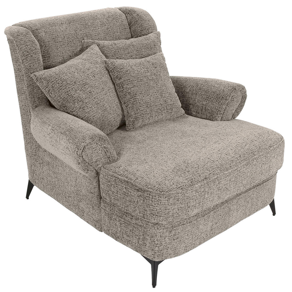 XXL-SESSEL in Chenille Graubraun  - Graubraun/Schwarz, Romantik / Landhaus, Textil/Metall (125/102/137cm) - Landscape