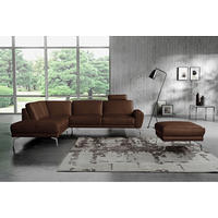 ECKSOFA in Echtleder Dunkelbraun  - Chromfarben/Dunkelbraun, Design, Leder/Metall (250/273cm) - Livetastic