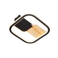 LED-DECKENLEUCHTE Memphis 30/30/6 cm   - Schwarz/Naturfarben, LIFESTYLE, Holz/Kunststoff (30/30/6cm) - Novel