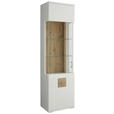 VITRINE  in Weiß, Eichefarben, Weiß Hochglanz - Eichefarben/Weiß Hochglanz, Design, Glas/Holzwerkstoff (55/208,6/37,4cm) - Xora