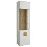 VITRINE  in Weiß, Eichefarben, Weiß Hochglanz - Eichefarben/Weiß Hochglanz, Design, Glas/Holzwerkstoff (55/208,6/37,4cm) - Xora