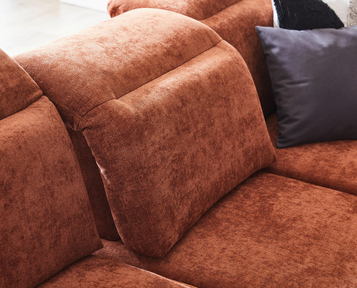 HÖRNSOFFA i velour rostfärgad  - svart/rostfärgad, Design, metall/textil (213/295cm) - Best Price