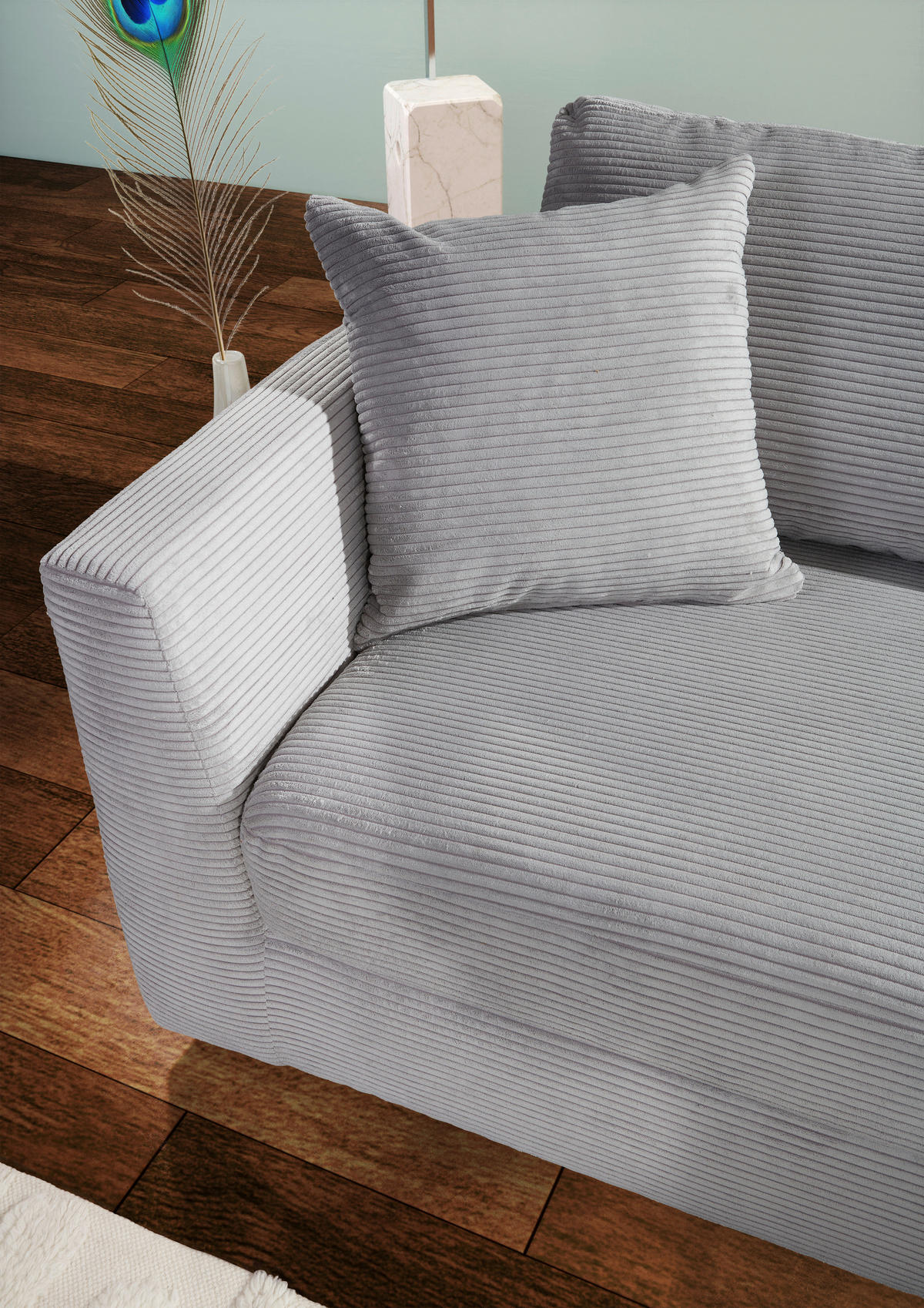 HÖRNSOFFA i manchester ljusgrå  - ljusgrå/svart, Klassisk, textil/plast (234/170cm) - MID.YOU