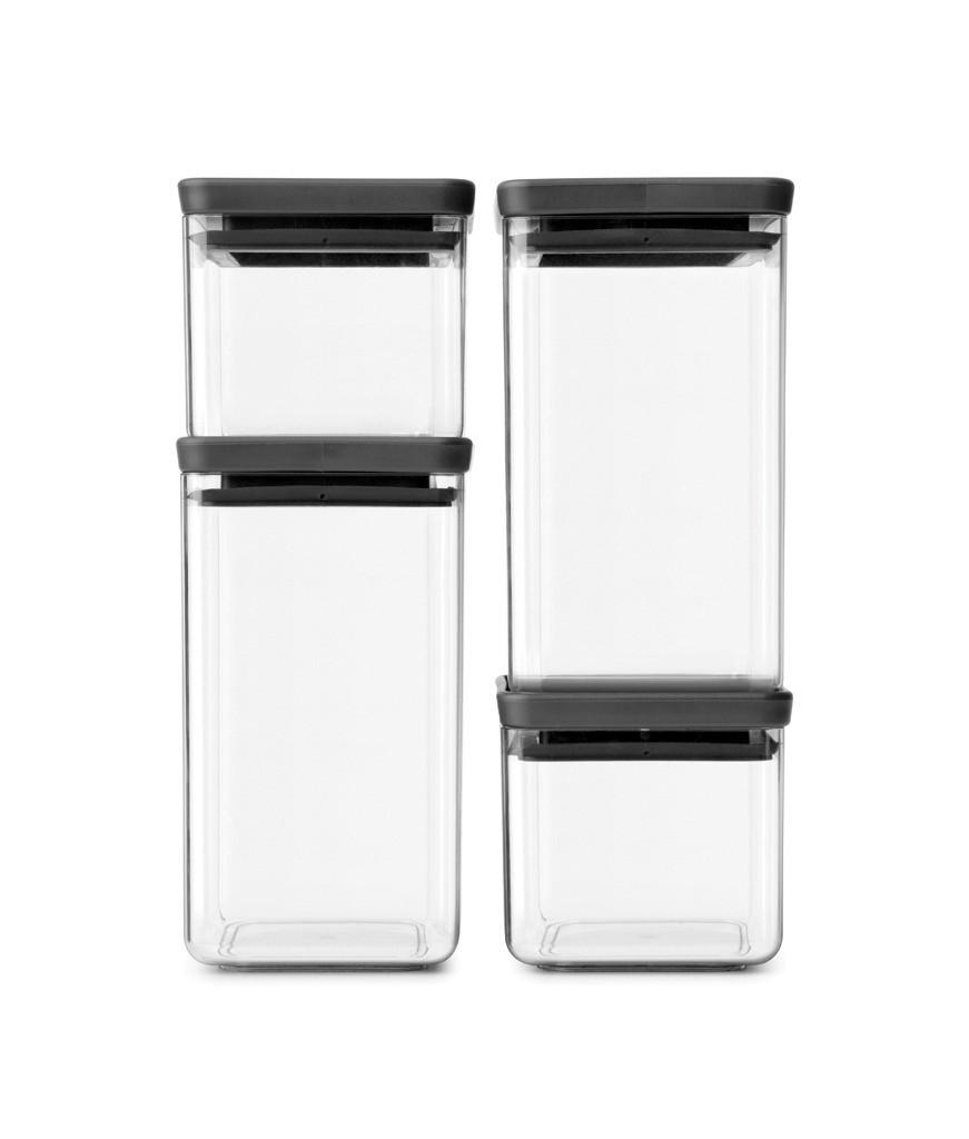 SADA DÓZ 4 ks - priehľadné/čierna, Design, plast (11.2/29.6/22.3cm) - Brabantia