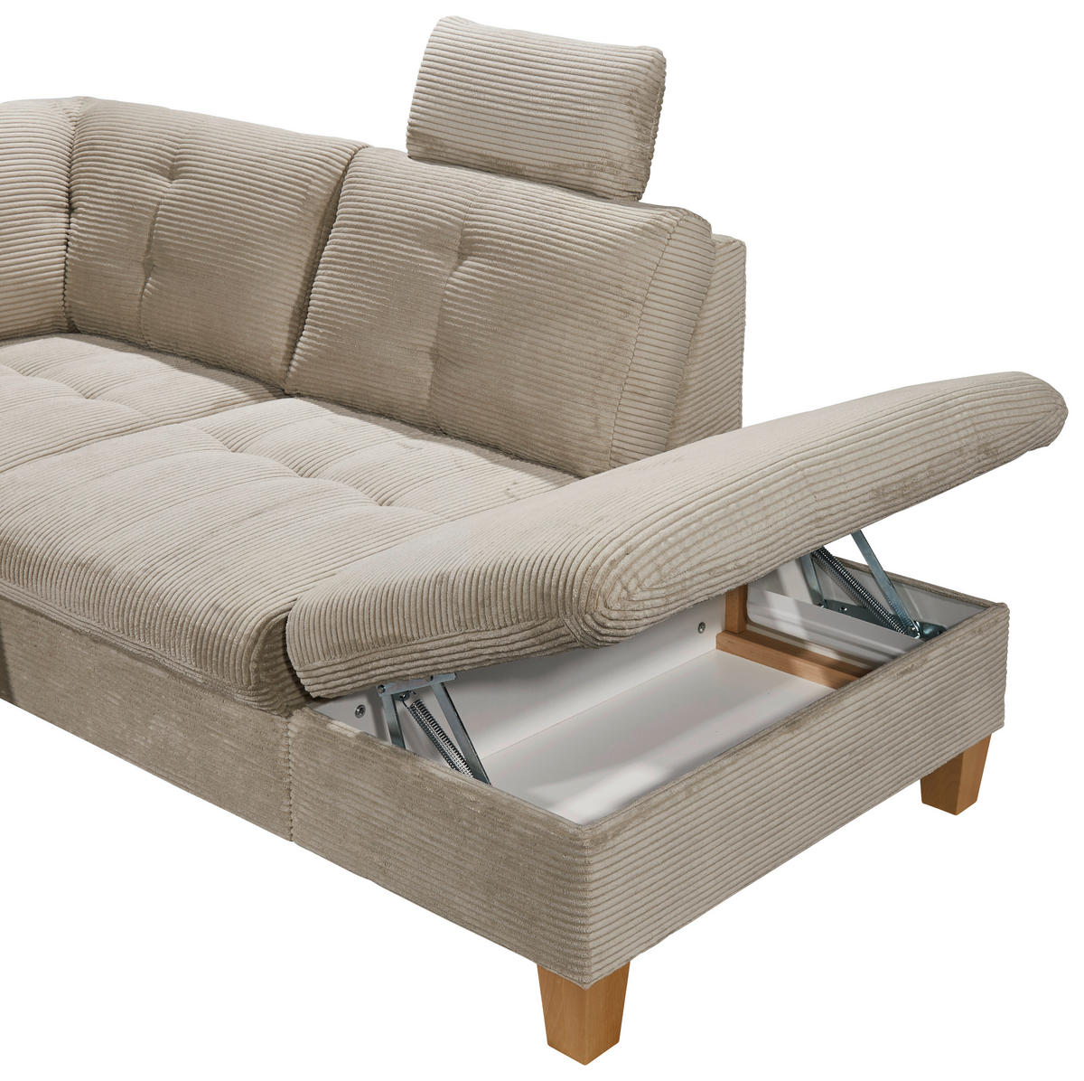 WOHNLANDSCHAFT Grau Cord  - Eichefarben/Grau, KONVENTIONELL, Holz/Textil (170/324/220cm) - MID.YOU