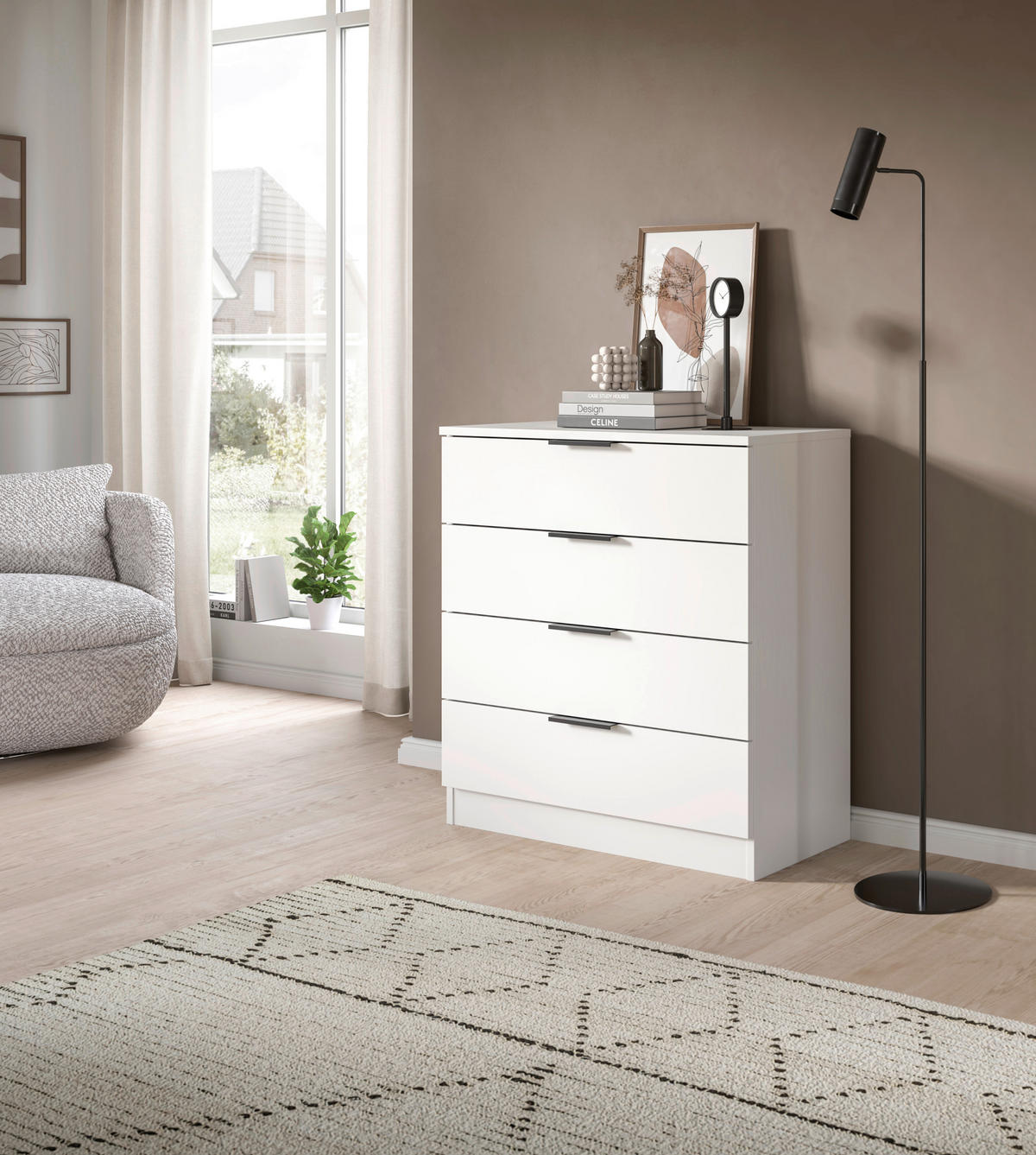 KOMMODE  in 74/80/35 cm  - Schwarz/Weiß, Design, Holzwerkstoff/Kunststoff (74/80/35cm) - Livetastic