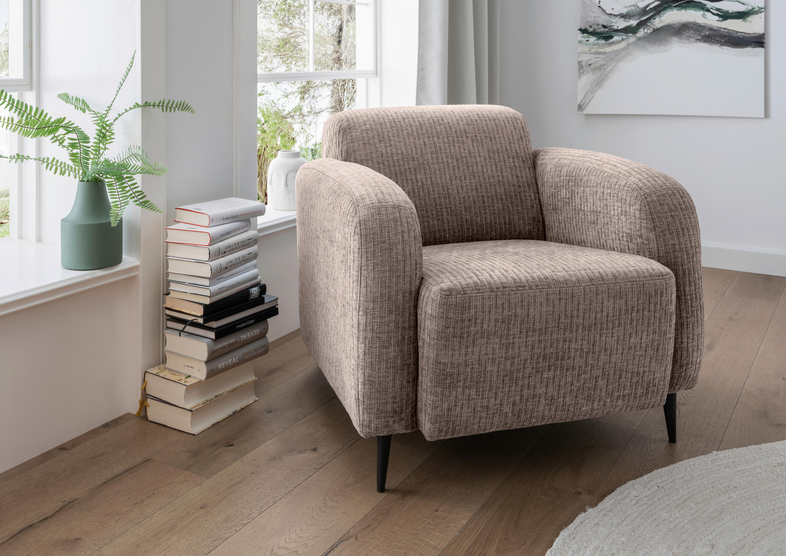 SESSEL Velours Beige    - Beige/Schwarz, MODERN, Textil/Metall (85/76/90cm) - Livetastic